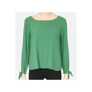 ModCloth Large Green Long Sleeve Top with Tie Cuffs